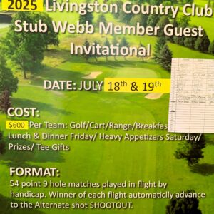 2025 Stub Webb Member Guest Invitational Sign Up Board