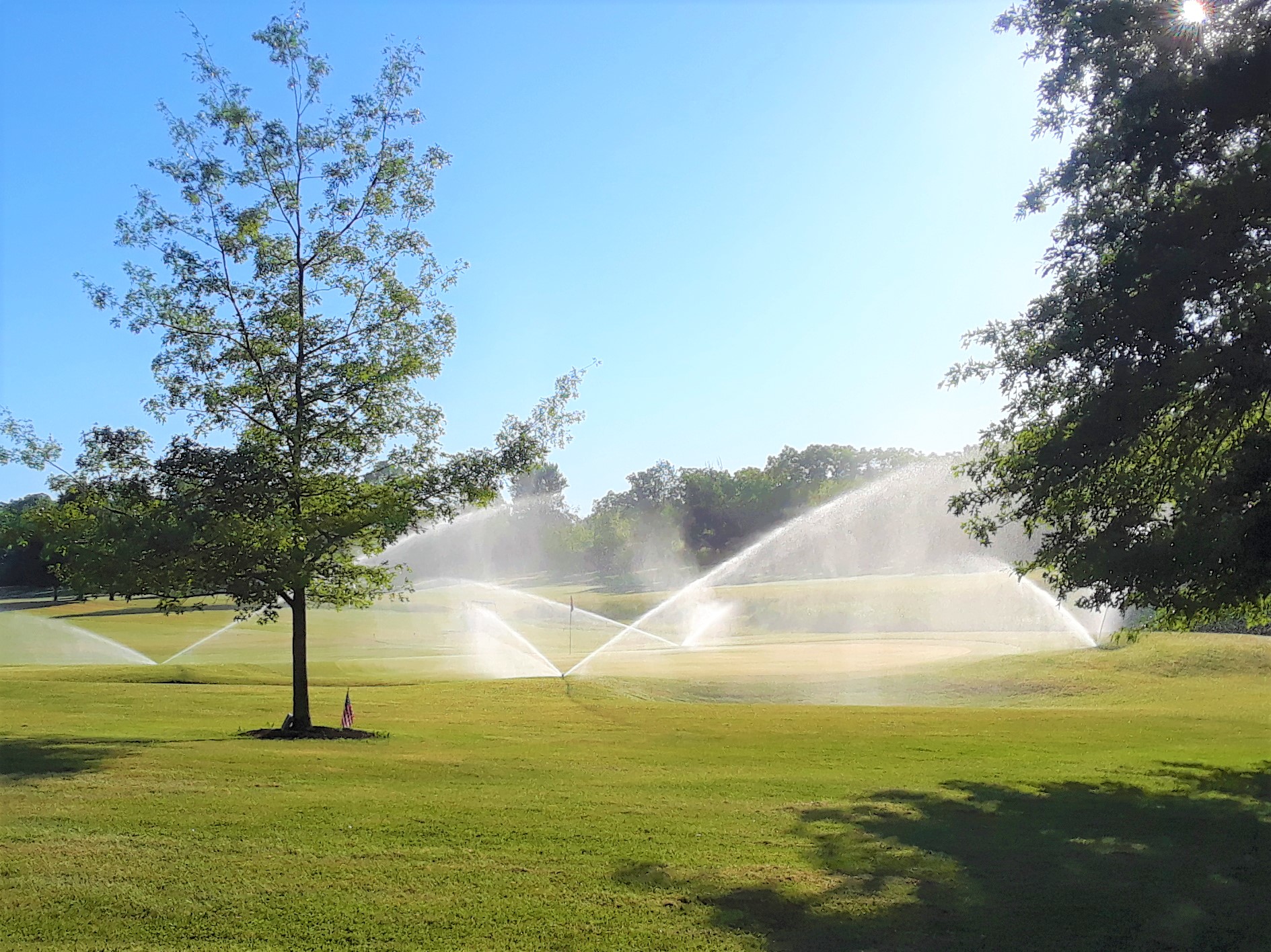 To the side of #17 with sprinklers